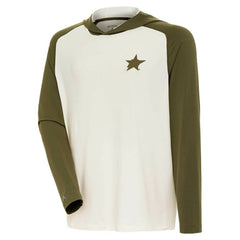Dallas Stars Antigua Intrepid Sand Raglan Long Sleeve Hoodie T-Shirt - Cream/Olive | US 202253464