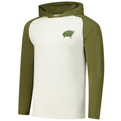 Columbus Blue Jackets Antigua Intrepid Sand Raglan Long Sleeve Hoodie T-Shirt - Cream/Olive | US 202253467