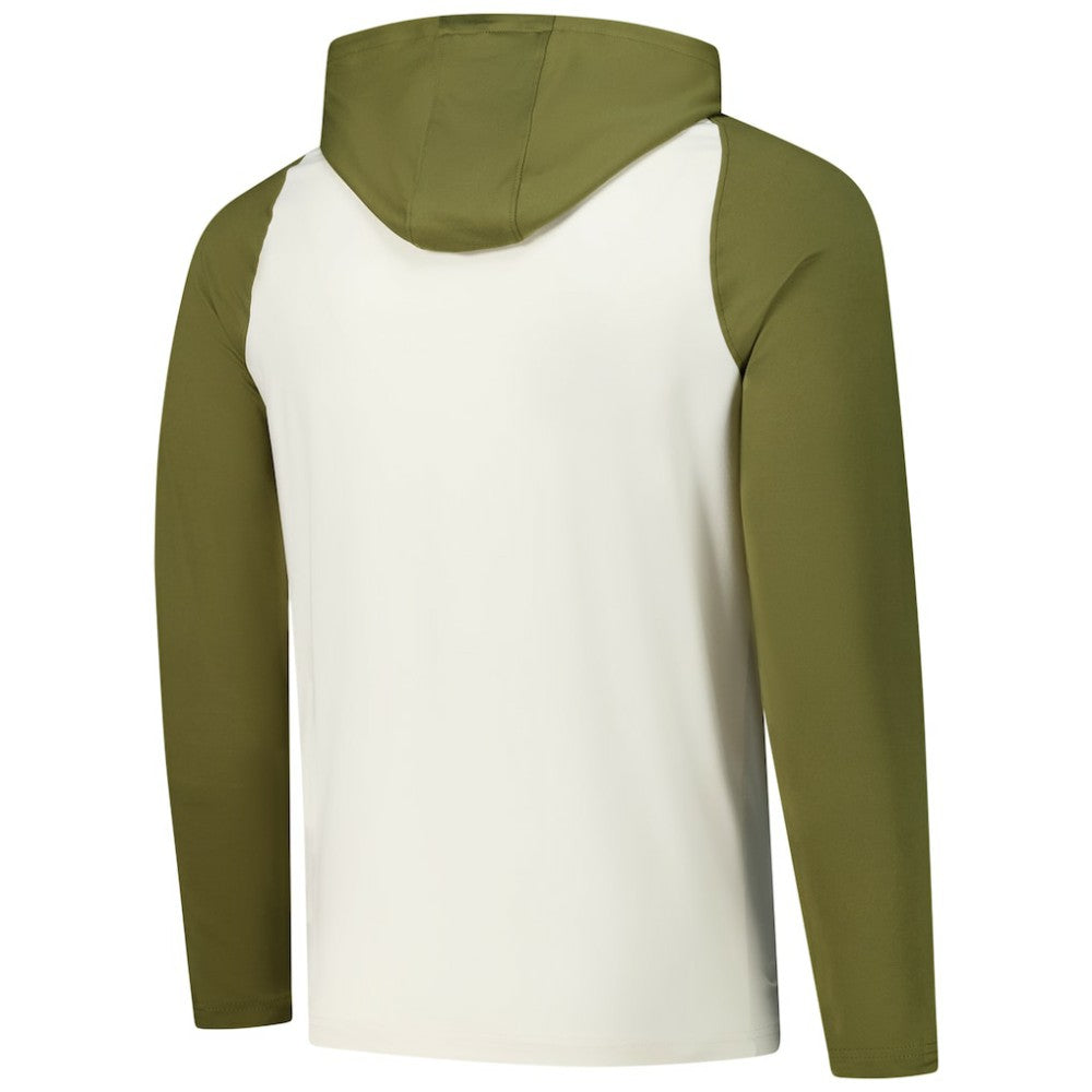 Columbus Blue Jackets Antigua Intrepid Sand Raglan Long Sleeve Hoodie T-Shirt - Cream/Olive | US 202253467