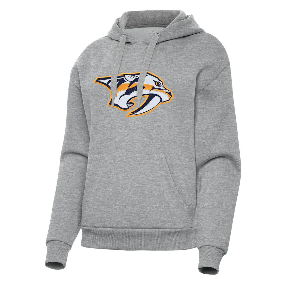Nashville Predators Antigua Women's Victory Pullover Hoodie - Heather Gray | US 202253475