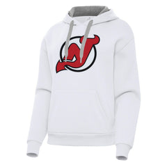 New Jersey Devils Antigua Women's Victory Pullover Hoodie - White | US 202253478