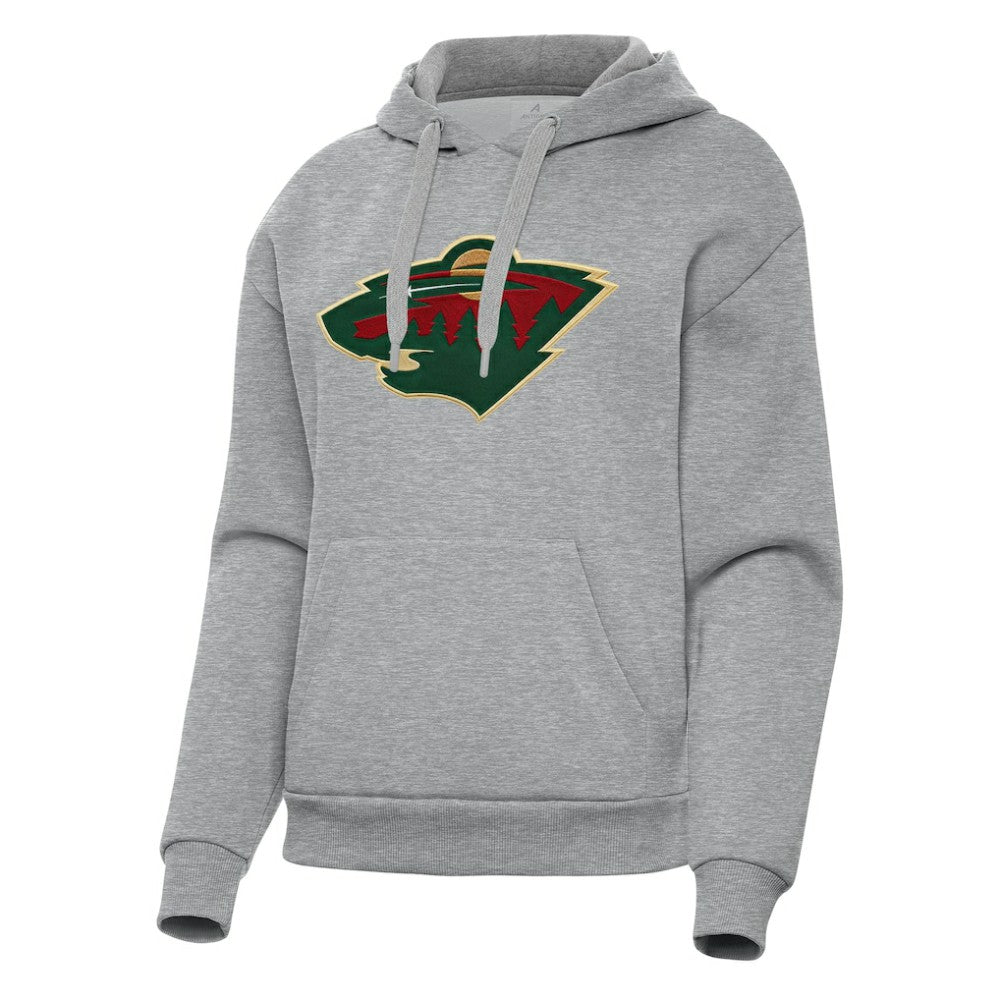 Minnesota Wild Antigua Women's Victory Pullover Hoodie - Heather Gray | US 202253496