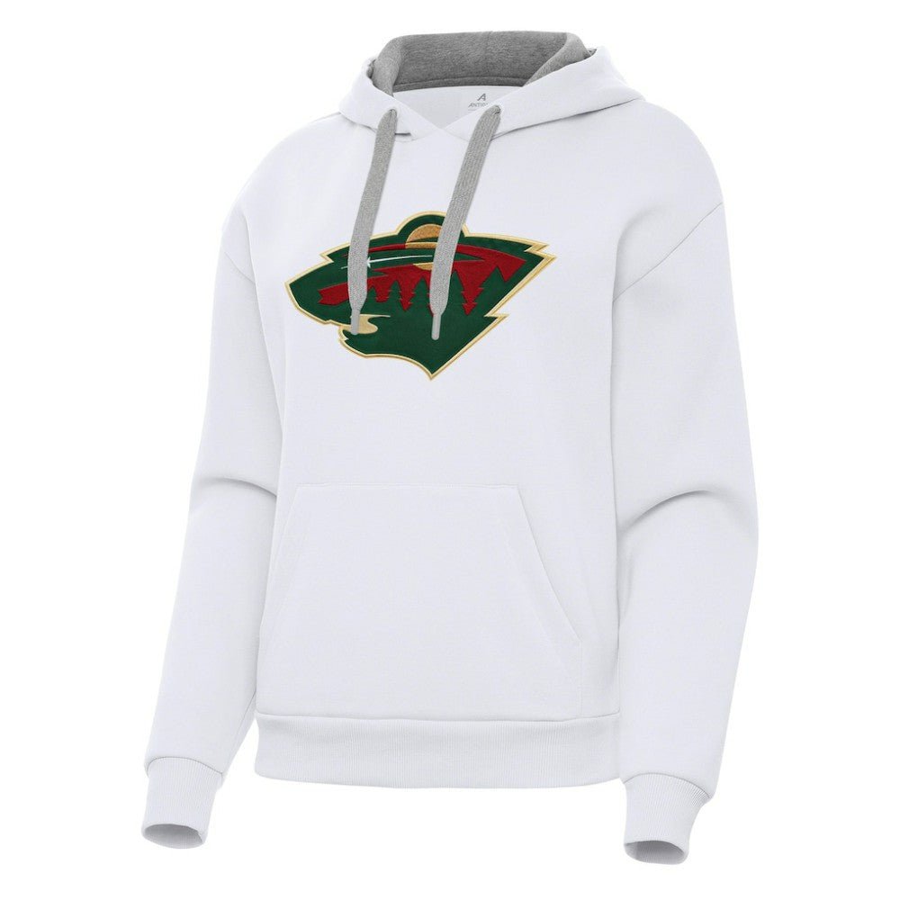 Minnesota Wild Antigua Women's Victory Pullover Hoodie - White | US 202253503