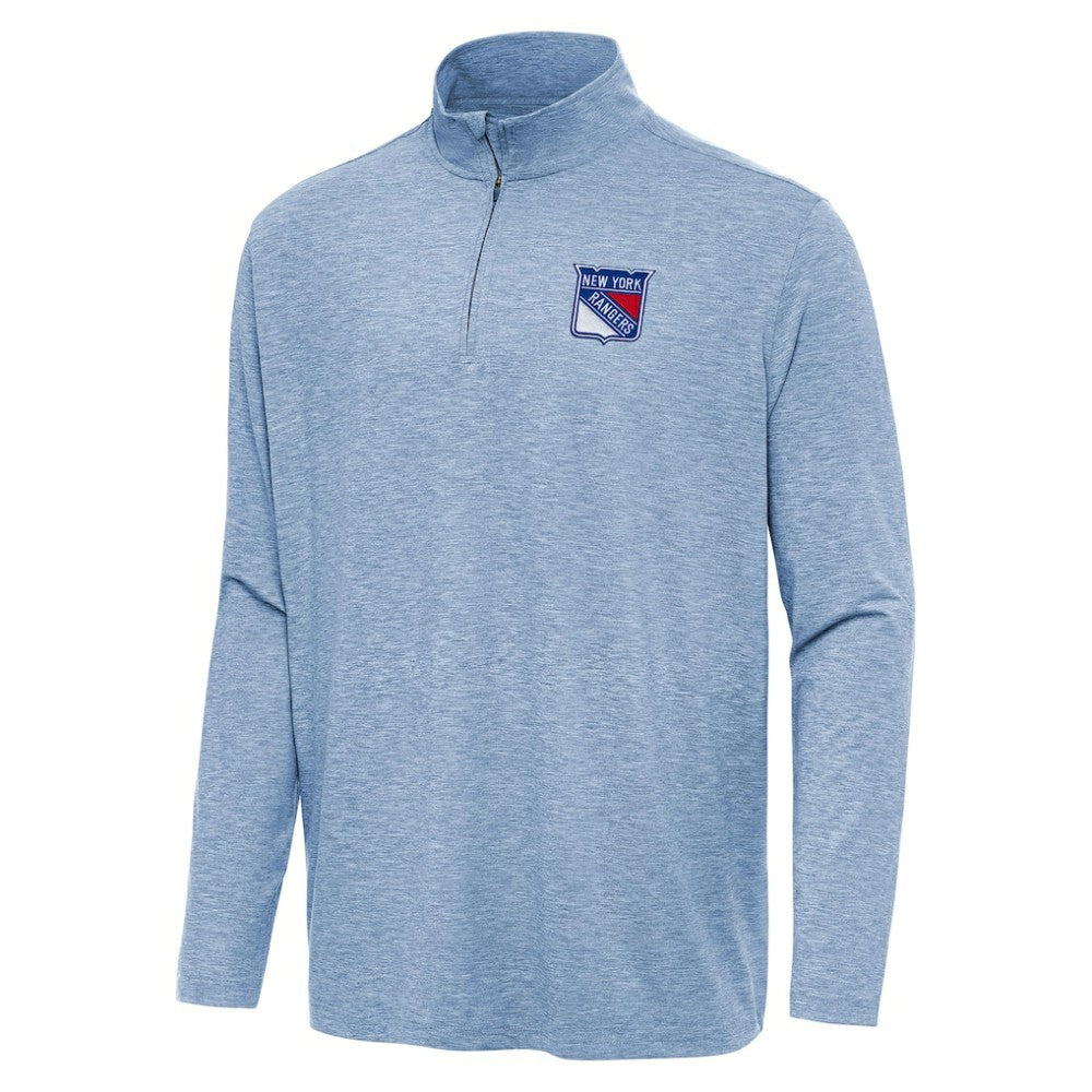 New York Rangers Antigua Hunk Quarter-Zip Top - Heather Blue | US 202253582