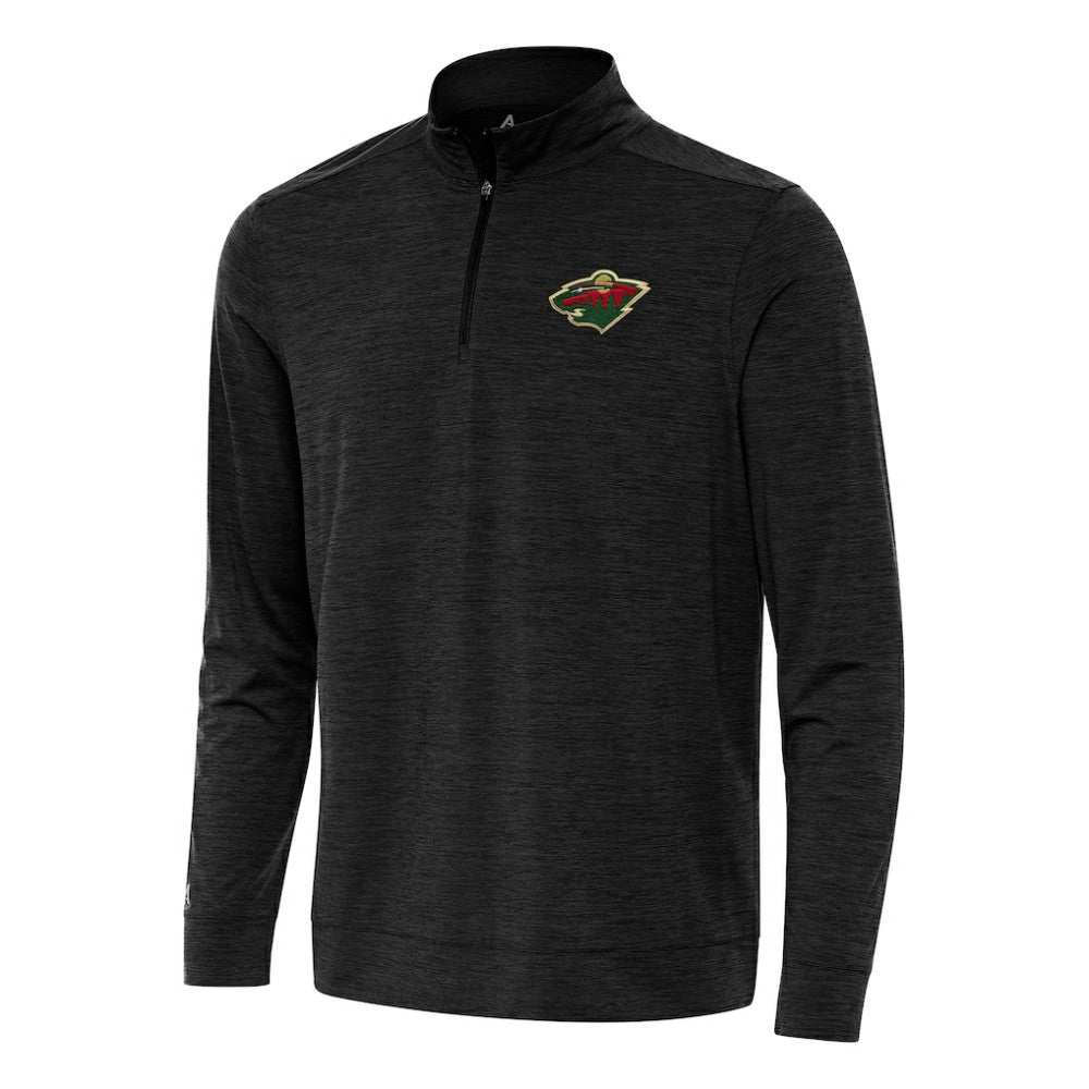 Minnesota Wild Antigua Bright Quarter-Zip Top - Heather Black | US 202253715