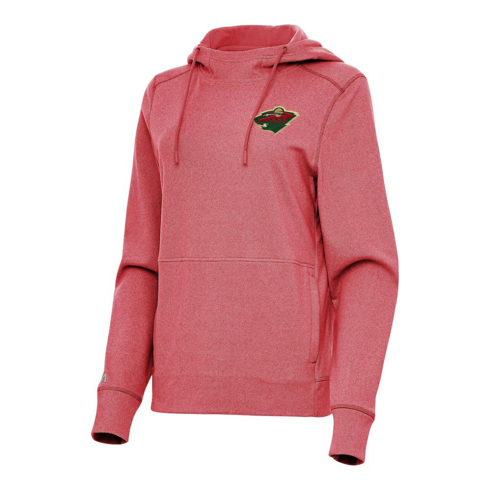 Minnesota Wild Antigua Women's Justice Pullover Hoodie - Heather Red | US 202253891