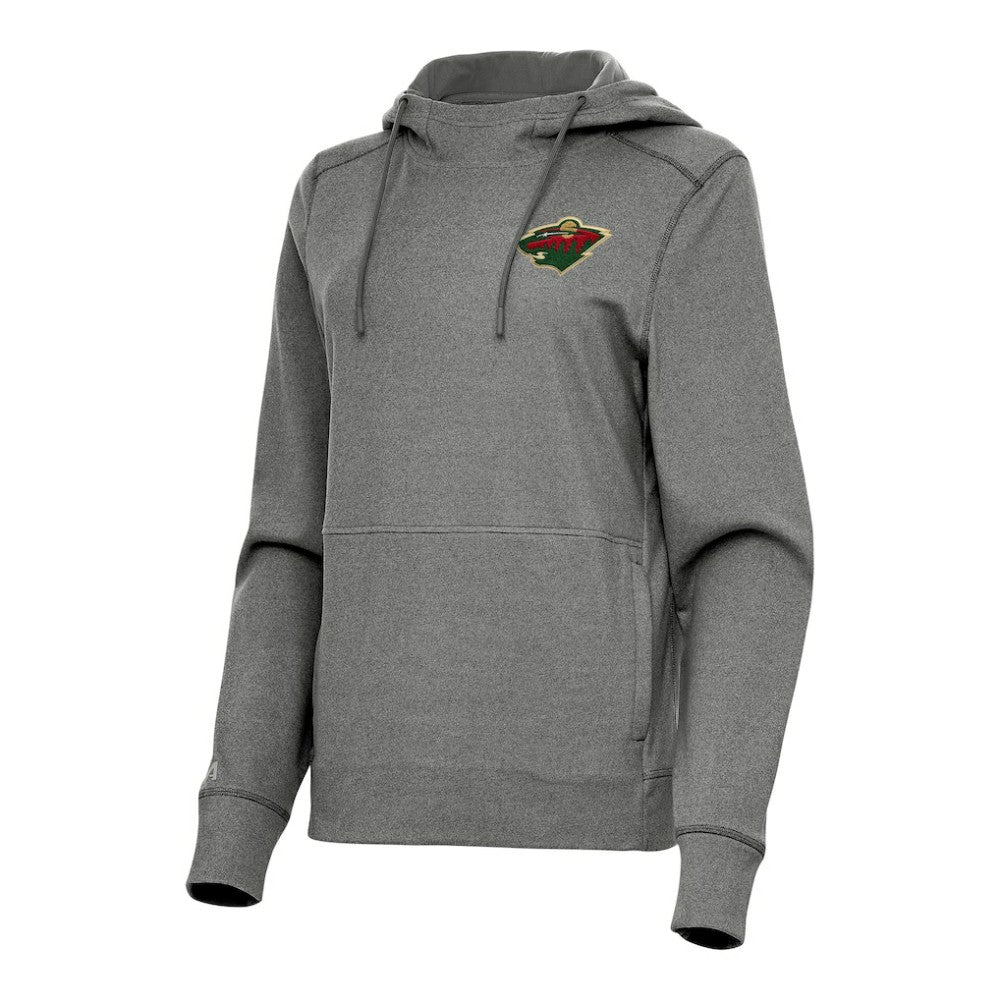 Minnesota Wild Antigua Women's Justice Pullover Hoodie - Heather Black | US 202253893