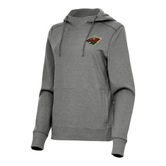 Minnesota Wild Antigua Women's Justice Pullover Hoodie - Heather Black | US 202253893