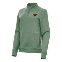 Minnesota Wild Antigua Women's Crush Quarter-Zip Fleece Sweatshirt - Hunter Green | US 202253920