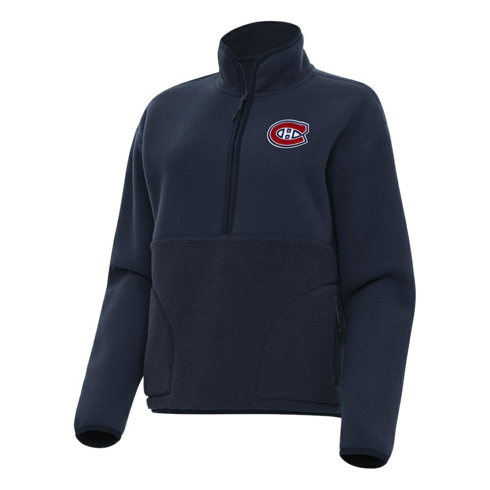Montreal Canadiens Antigua Women's Figure Half-Zip Pullover Sweatshirt - Navy | US 202254003