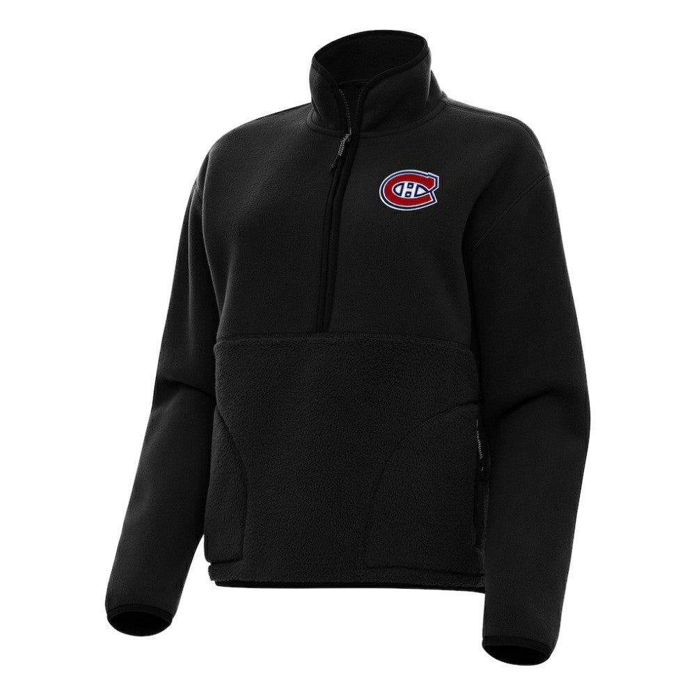 Montreal Canadiens Antigua Women's Figure Half-Zip Pullover Sweatshirt - Black | US 202254004