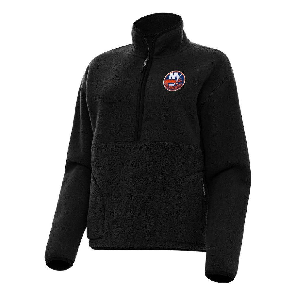 New York Islanders Antigua Women's Figure Half-Zip Pullover Sweatshirt - Black | US 202254010