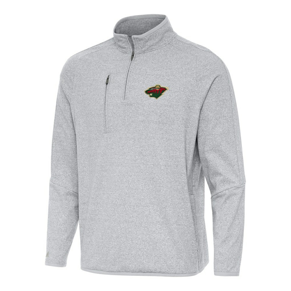 Minnesota Wild Antigua Certain Quarter-Zip Tri-Blend Sweatshirt - Heather Gray | US 202254029