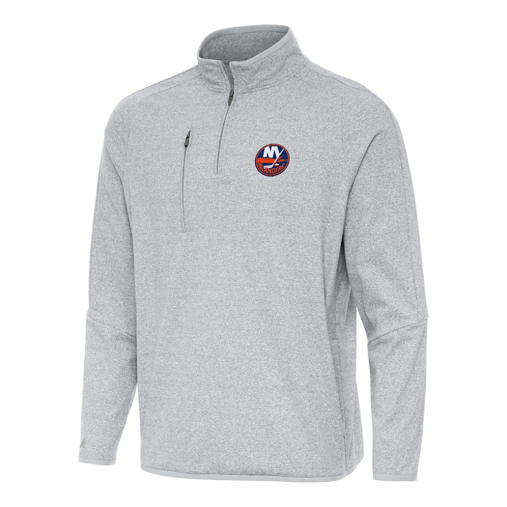 New York Islanders Antigua Certain Quarter-Zip Tri-Blend Sweatshirt - Heather Gray | US 202254034