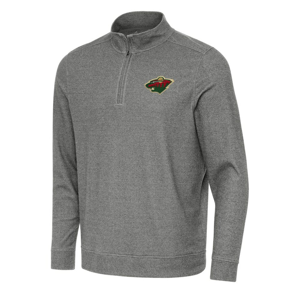 Minnesota Wild Antigua Subtle Quarter-Zip Sweatshirt - Heather Black | US 202254047