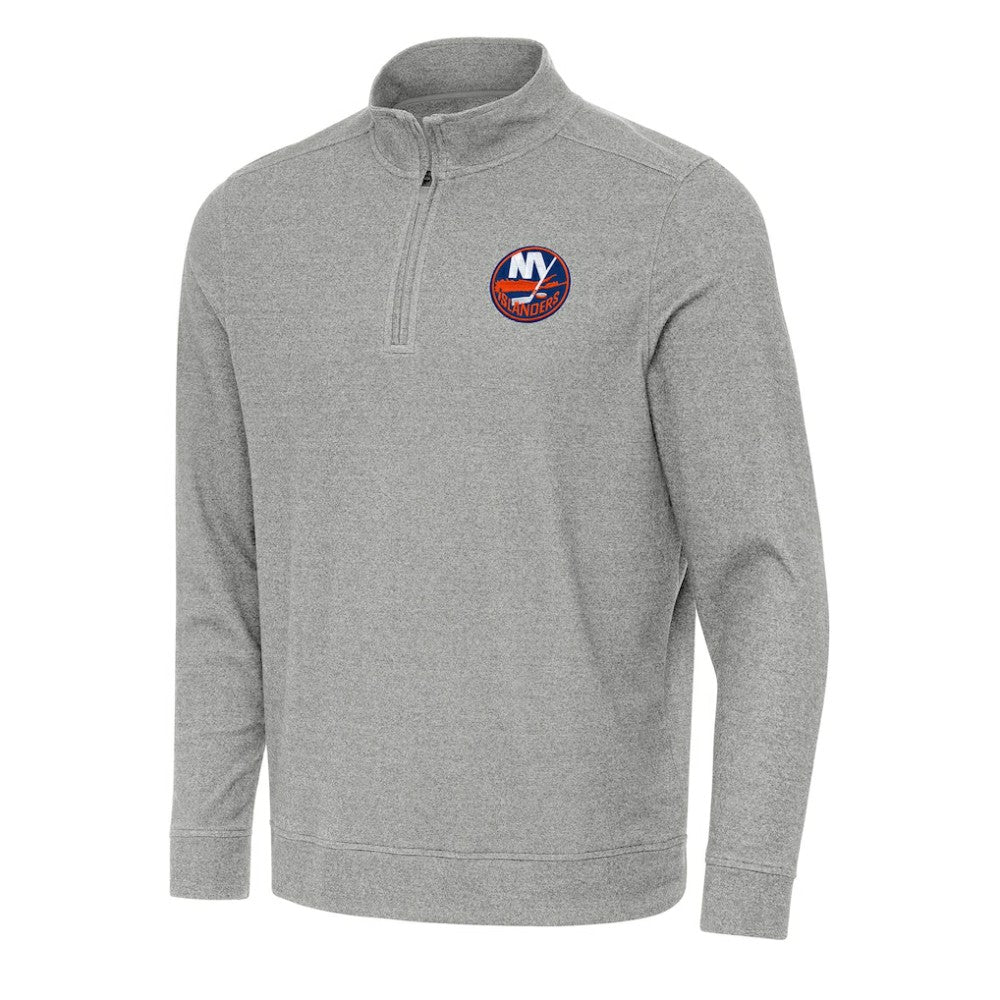 New York Islanders Antigua Subtle Quarter-Zip Sweatshirt - Heather Gray | US 202254059
