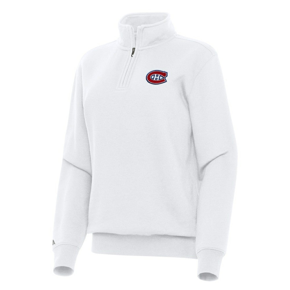 Montreal Canadiens Antigua Women's Victory Quarter-Zip Sweatshirt - White | US 202254128