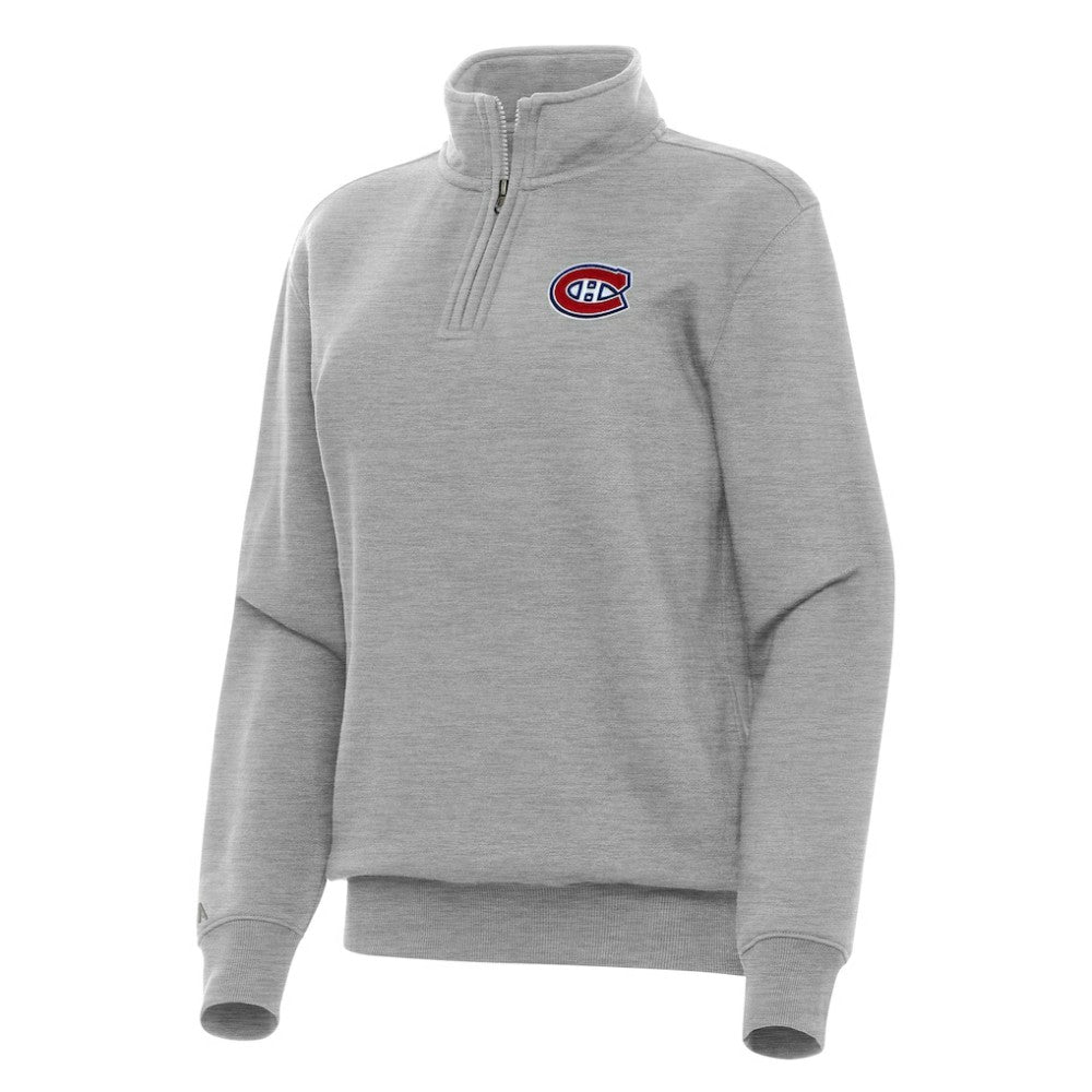 Montreal Canadiens Antigua Women's Victory Quarter-Zip Sweatshirt - Heather Gray | US 202254131