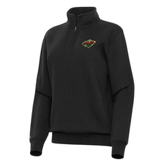 Minnesota Wild Antigua Women's Victory Quarter-Zip Sweatshirt - Black | US 202254134