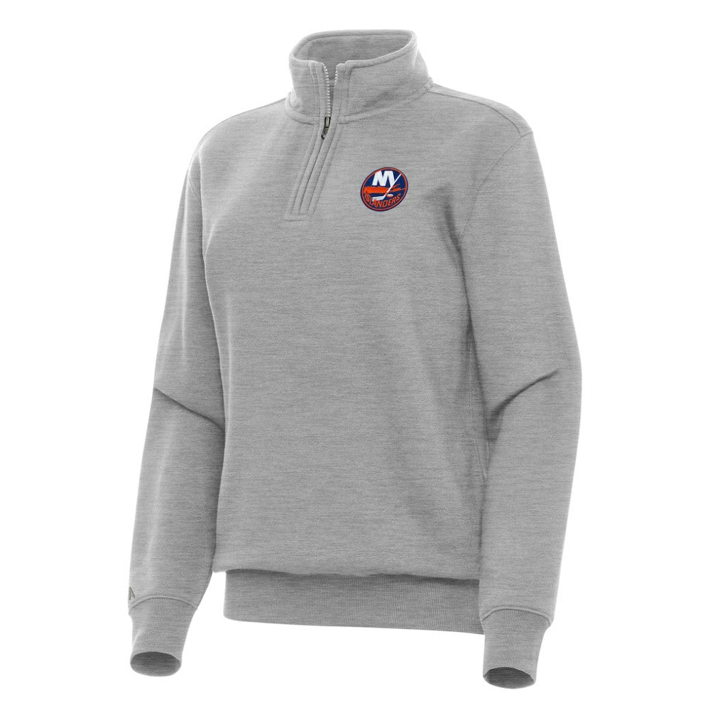 New York Islanders Antigua Women's Victory Quarter-Zip Sweatshirt - Heather Gray | US 202254150