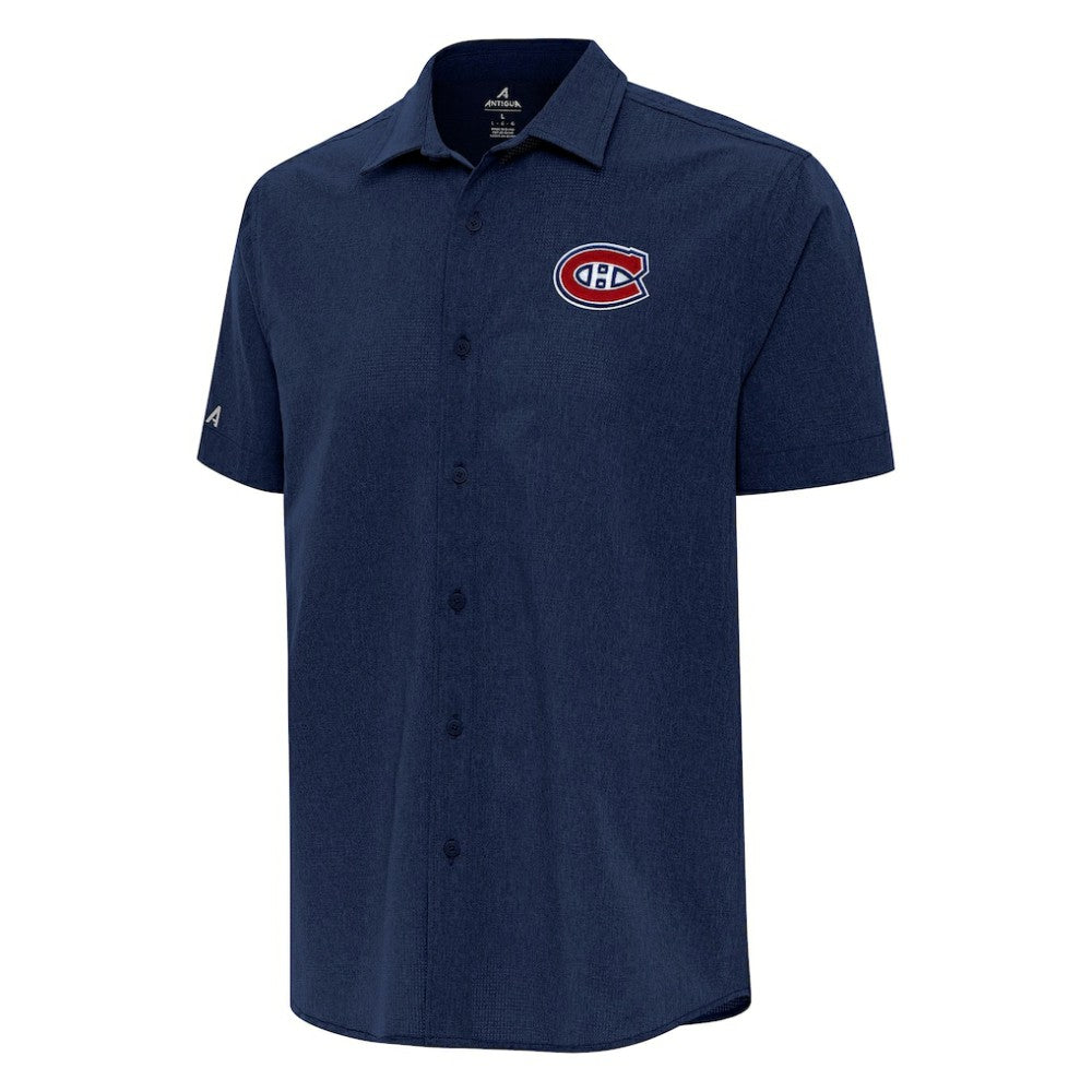 Montreal Canadiens Antigua Activate Woven Short Sleeve Button-Up Shirt - Navy | US 202254188