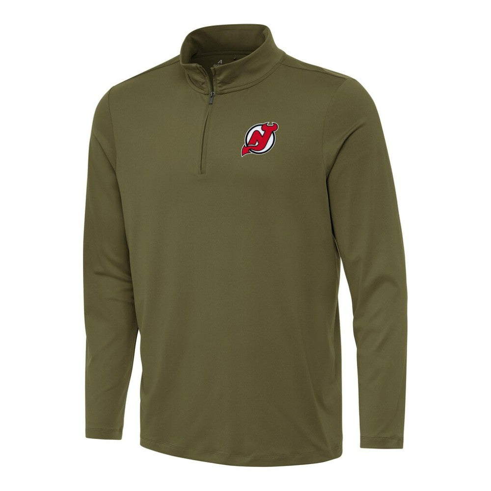 New Jersey Devils Antigua Reprocess Quarter-Zip Top - Olive | US 202254214
