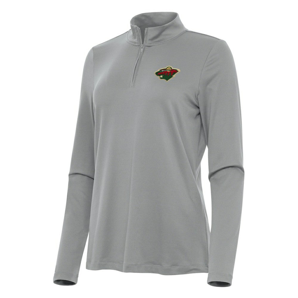 Minnesota Wild Antigua Women's Reprocess Quarter-Zip Top - Gray | US 202254565