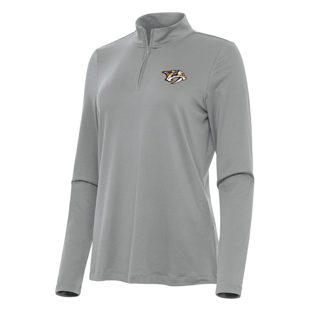 Nashville Predators Antigua Women's Reprocess Quarter-Zip Top - Gray | US 202254575