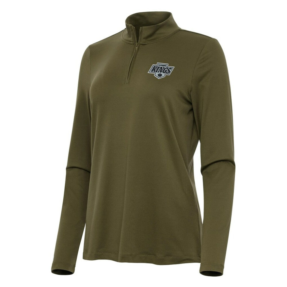 Los Angeles Kings Antigua Women's Reprocess Quarter-Zip Top - Olive | US 202254589