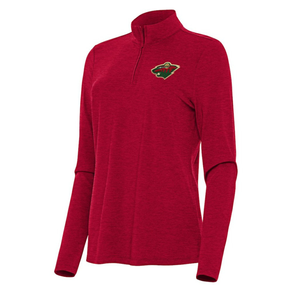 Minnesota Wild Antigua Women's Bright Quarter-Zip Top - Heather Red | US 202254623