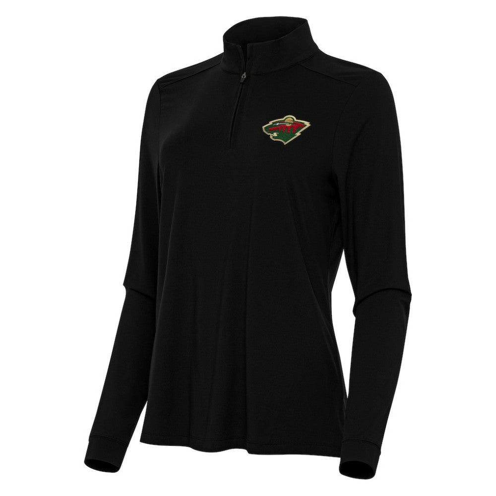 Minnesota Wild Antigua Women's Intent Quarter-Zip Top - Black | US 202254730