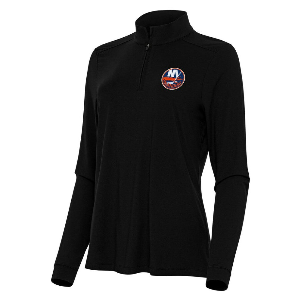 New York Islanders Antigua Women's Intent Quarter-Zip Top - Black | US 202254743