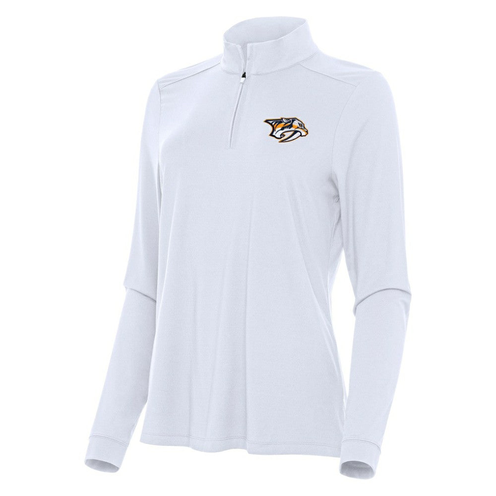 Nashville Predators Antigua Women's Intent Quarter-Zip Top - White | US 202254748