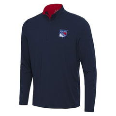 New York Rangers Antigua Content Quarter-Zip Pullover Top - Navy/Red | US 202254826