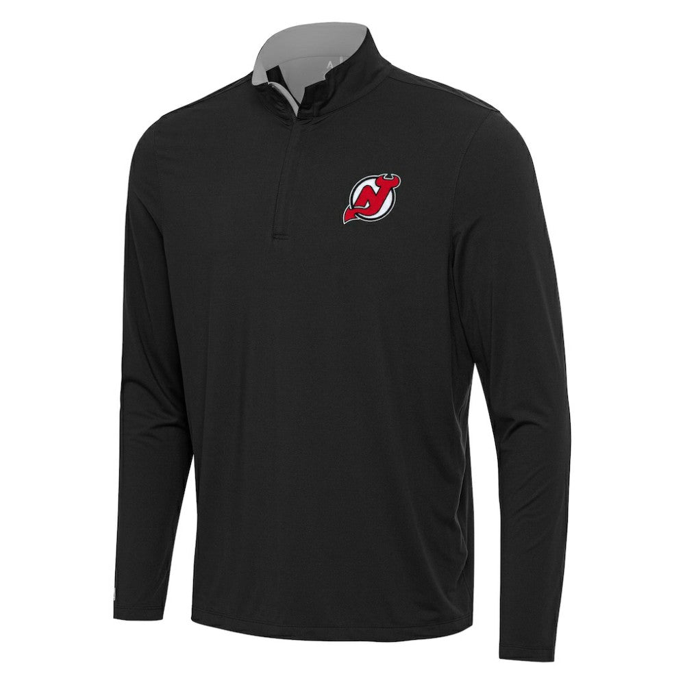New Jersey Devils Antigua Content Quarter-Zip Pullover Top - Black/Gray | US 202254827