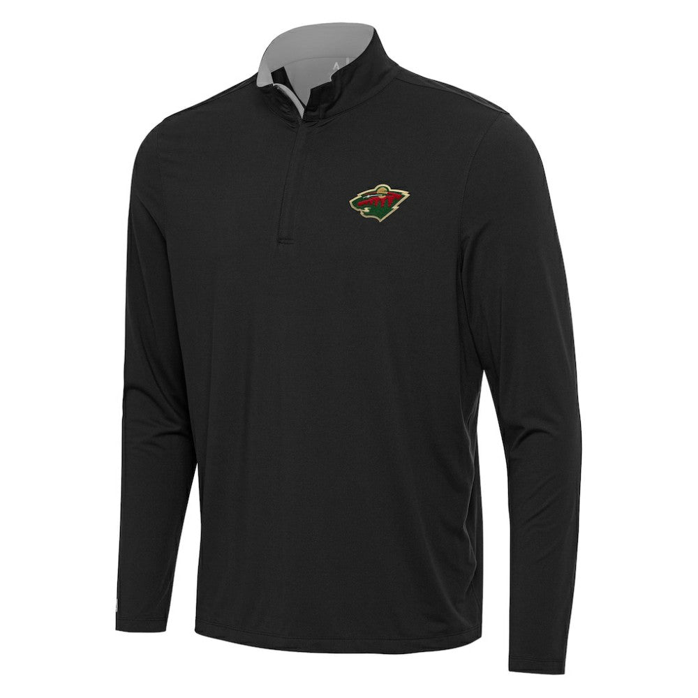 Minnesota Wild Antigua Content Quarter-Zip Pullover Top - Black/Gray | US 202254838
