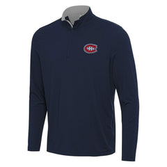 Montreal Canadiens Antigua Content Quarter-Zip Pullover Top - Navy/Gray | US 202254839