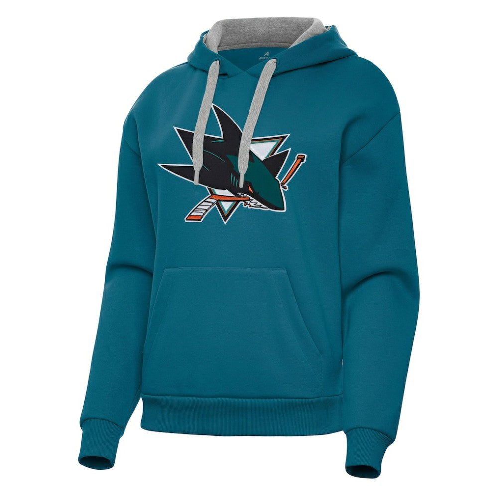 San Jose Sharks Antigua Women's Victory Pullover Hoodie - Teal | US 202256949