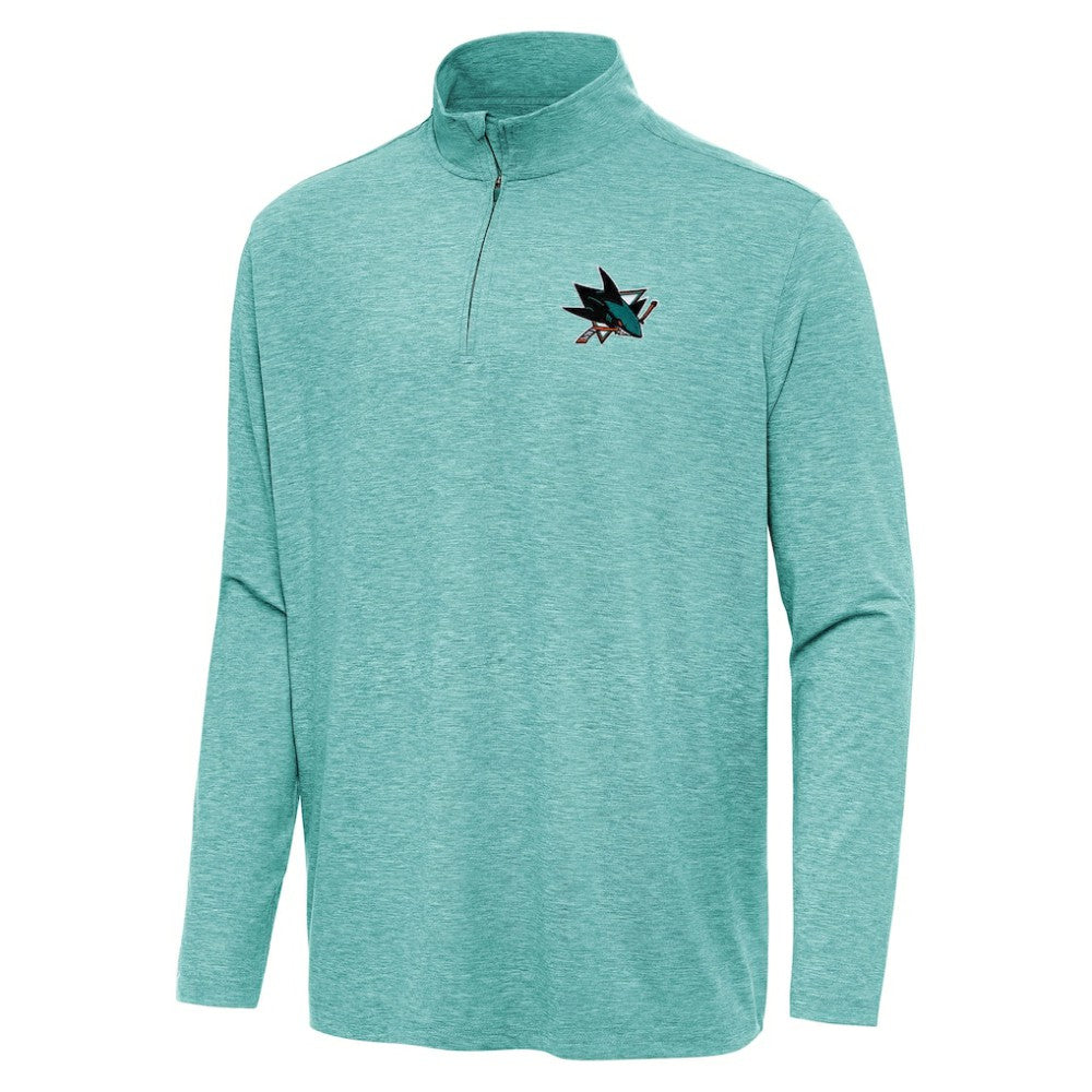 San Jose Sharks Antigua Hunk Quarter-Zip Top - Heather Aqua | US 202257059