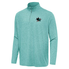 San Jose Sharks Antigua Hunk Quarter-Zip Top - Heather Aqua | US 202257059