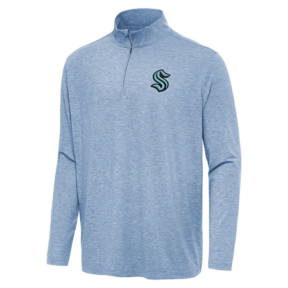 Seattle Kraken Antigua Hunk Quarter-Zip Top - Heather Blue | US 202257060