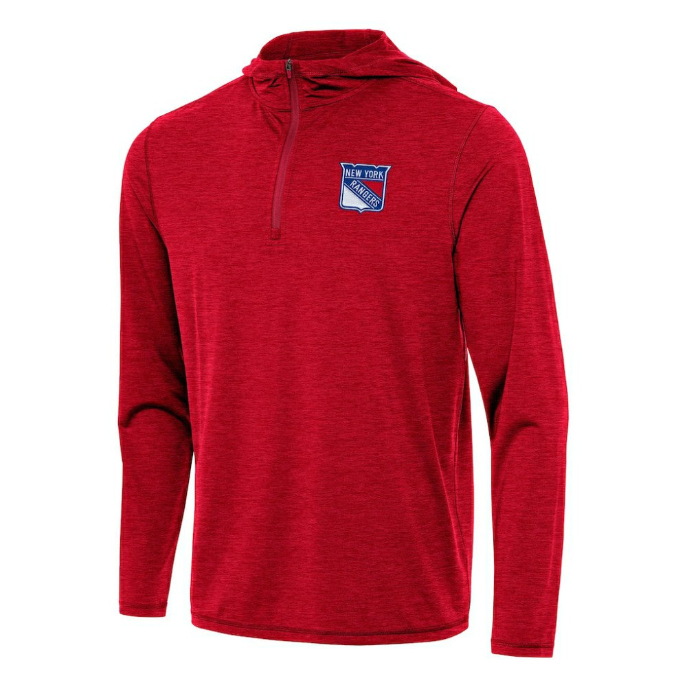 New York Rangers Antigua Tidy Quarter-Zip Hoodie - Heather Red | US 202257163
