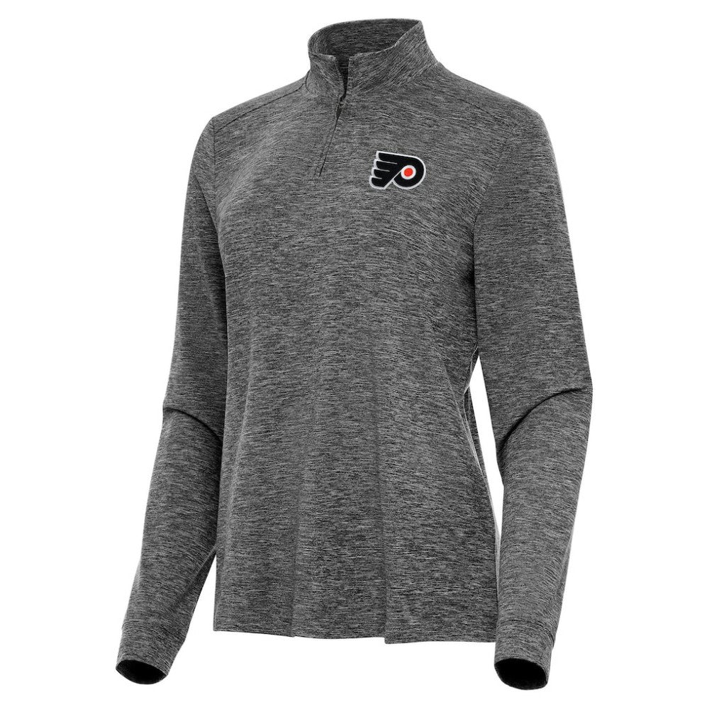 Philadelphia Flyers Antigua Women's Mentor Quarter-Zip Mock Long Sleeve Top - Heather Black | US 202257235