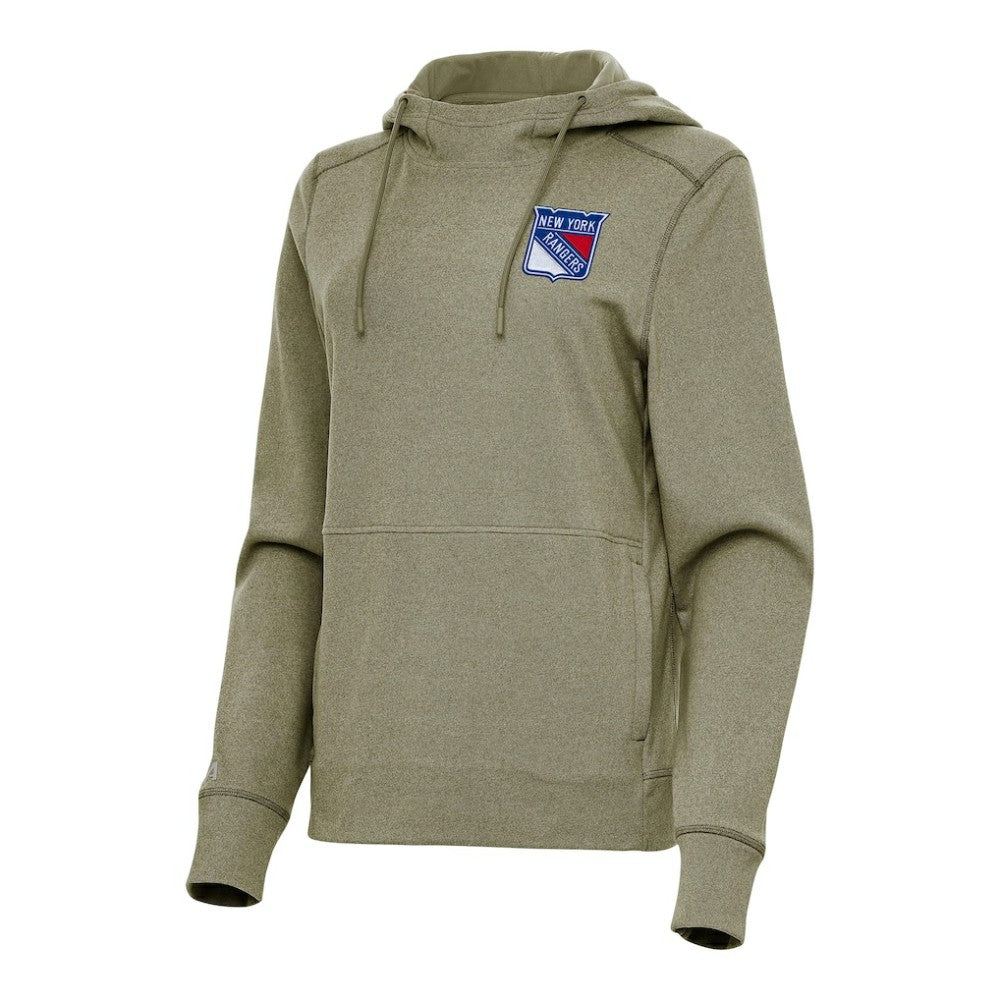 New York Rangers Antigua Women's Justice Pullover Hoodie - Olive | US 202257321