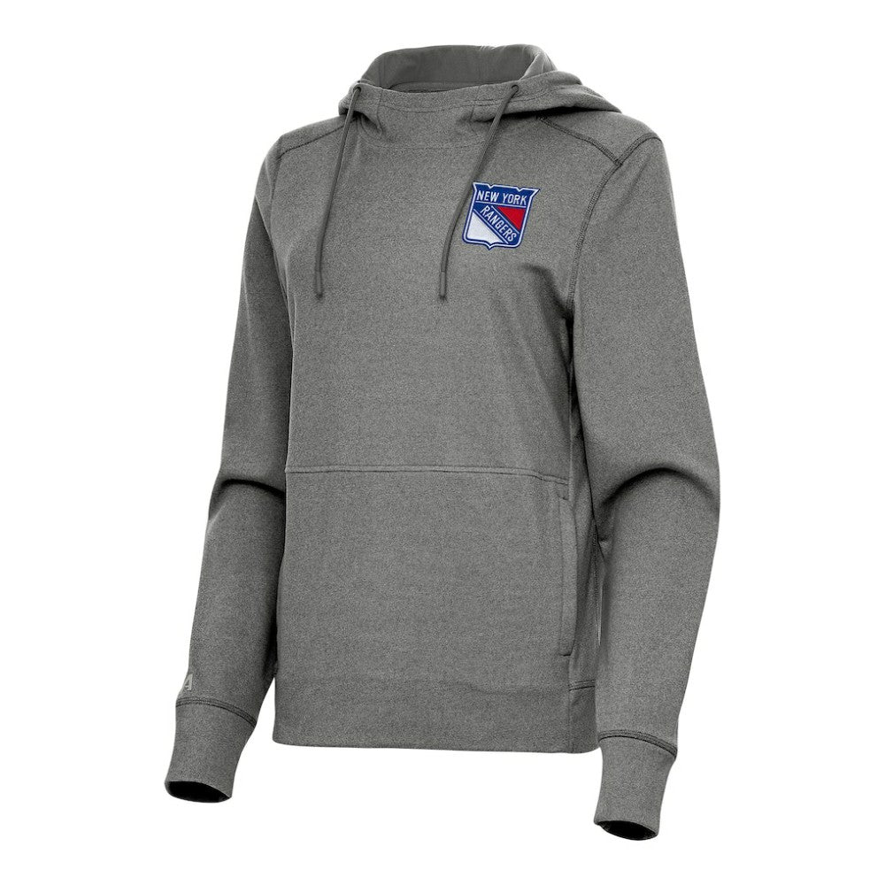 New York Rangers Antigua Women's Justice Pullover Hoodie - Heather Black | US 202257347
