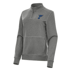 St. Louis Blues Antigua Women's Crush Quarter-Zip Fleece Sweatshirt - Heather Black | US 202257357