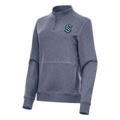 Seattle Kraken Antigua Women's Crush Quarter-Zip Fleece Sweatshirt - Heather Navy | US 202257359