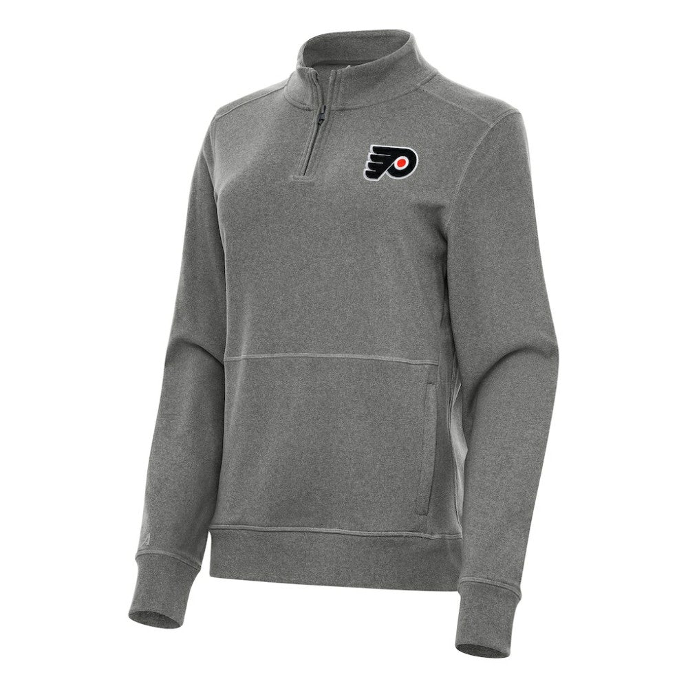 Philadelphia Flyers Antigua Women's Crush Quarter-Zip Fleece Sweatshirt - Heather Black | US 202257376