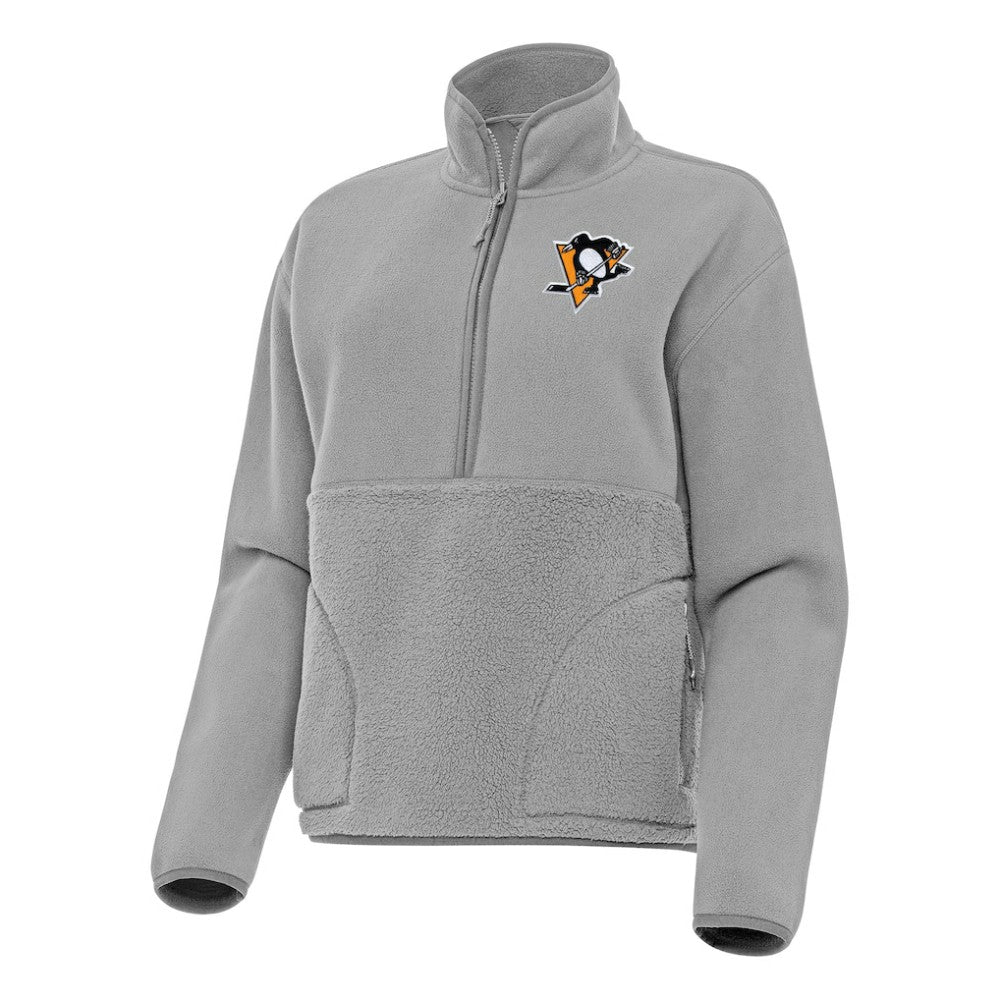 Pittsburgh Penguins Antigua Women's Figure Half-Zip Pullover Sweatshirt - Gray | US 202257463
