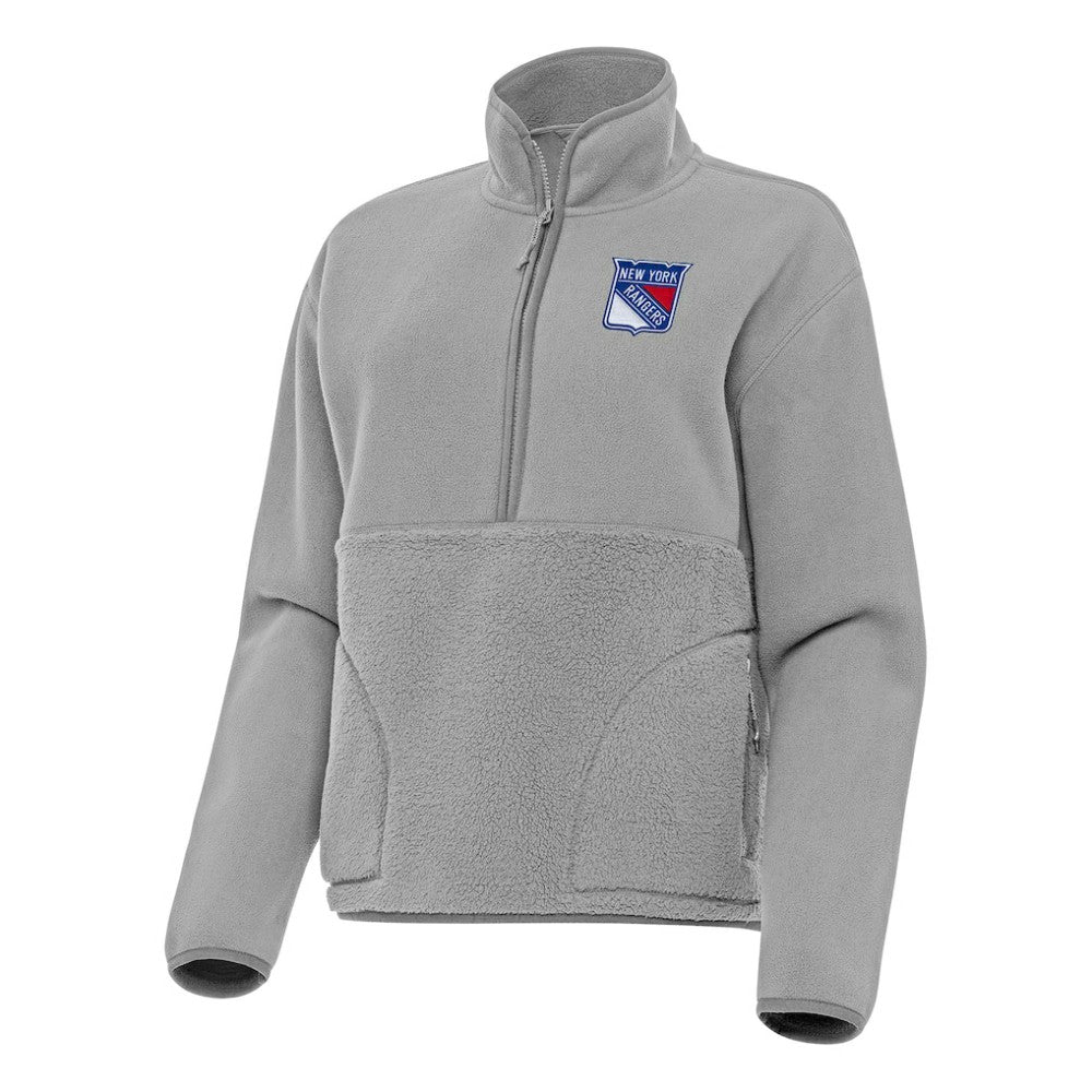 New York Rangers Antigua Women's Figure Half-Zip Pullover Sweatshirt - Gray | US 202257474